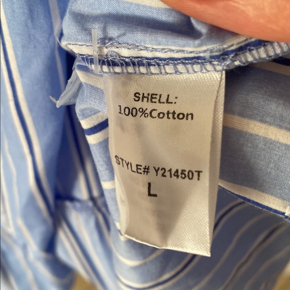 Pomander Place Tuckernuck Cara Mini Shirt Dress Size L Light Blue Striped Cotton - Picture 7 of 8